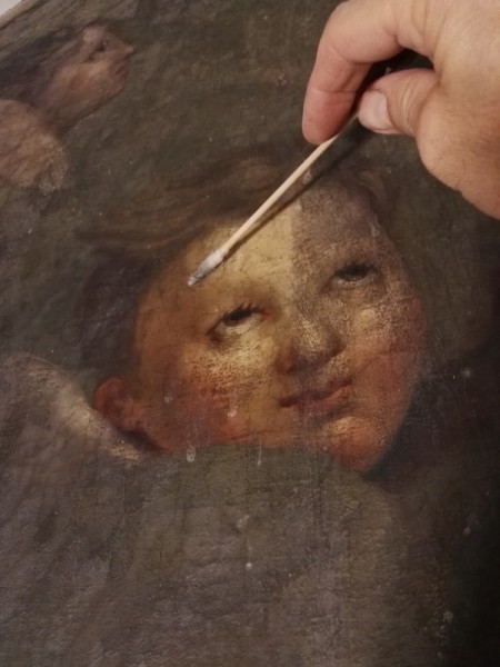 nettoyage d'un tableau par allègement du vernis Christian Daudon Restaurateur d'œuvres d'Art
